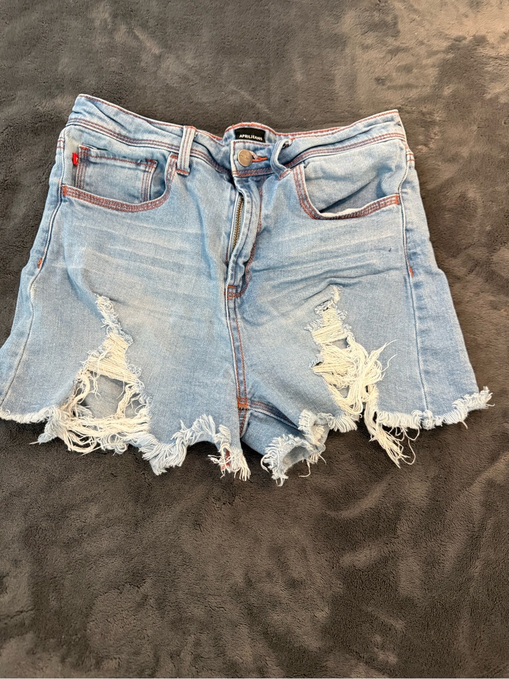 Light Blue Distressed Denim Shorts -